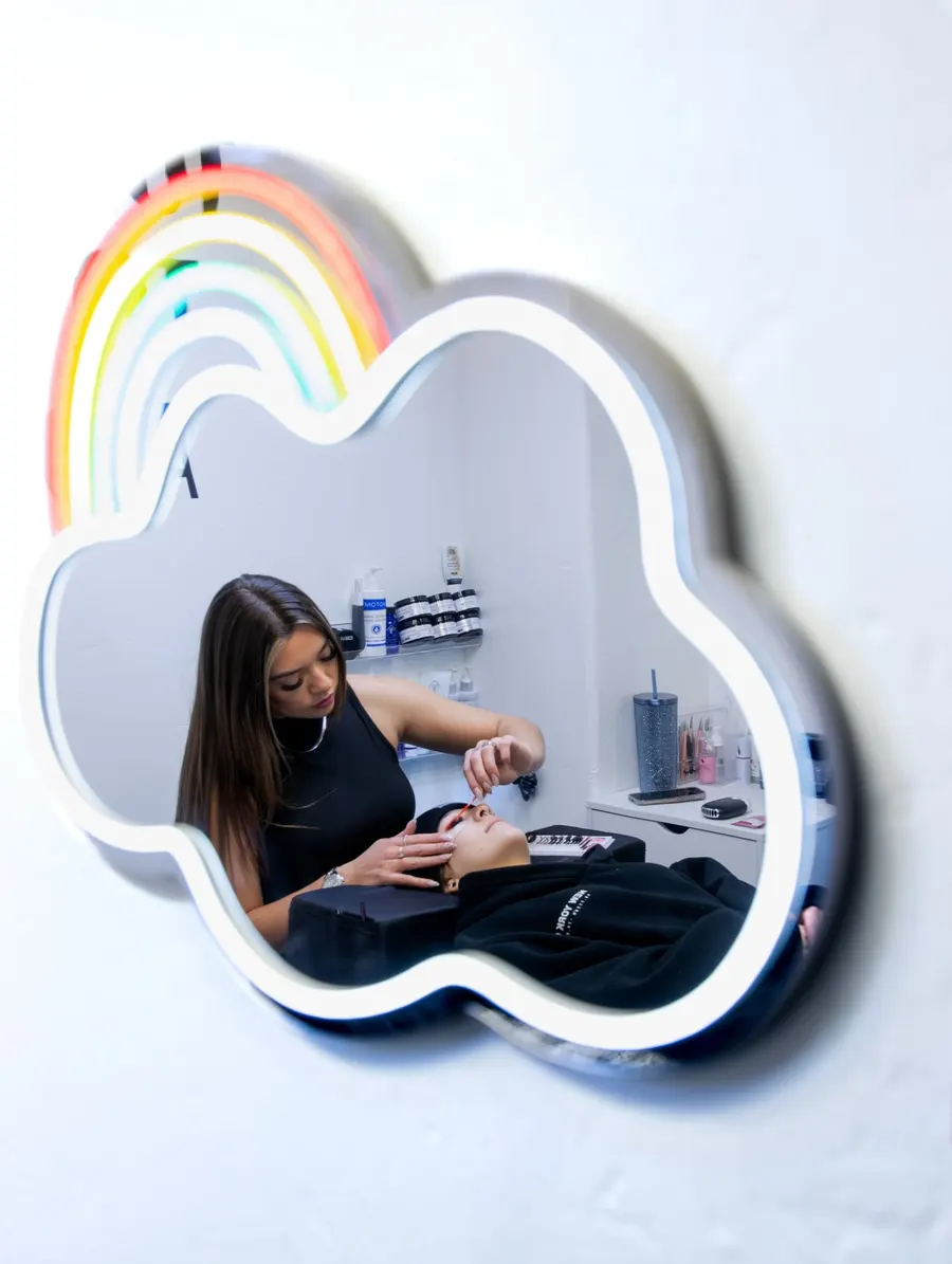 Rainbow cloud mirror in the GLAMSTHETICS SLC studio